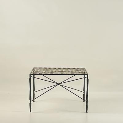 Mario Papperzini Patinated Wrought Iron Ottoman by Mario Papperzini for John Salterini