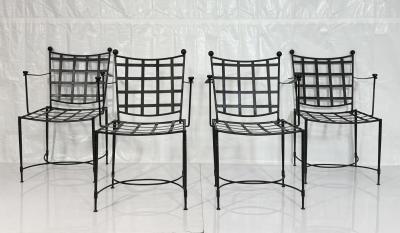Mario Papperzini Set Of Four Mario Papperzini for Janus et Cie Wrought Iron Dining Armchairs