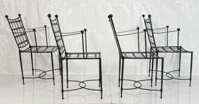 Mario Papperzini Set Of Four Mario Papperzini for Janus et Cie Wrought Iron Dining Armchairs