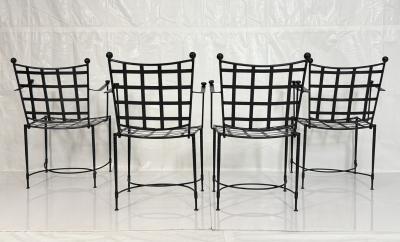 Mario Papperzini Set Of Four Mario Papperzini for Janus et Cie Wrought Iron Dining Armchairs