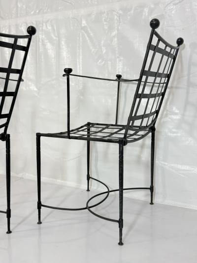 Mario Papperzini Set Of Four Mario Papperzini for Janus et Cie Wrought Iron Dining Armchairs