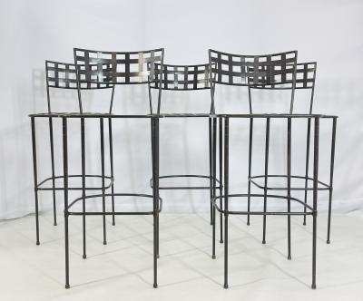 Mario Papperzini Set of 5 Barstools in Solid Steel by Amalfi Furniture after Mario Papperzini 