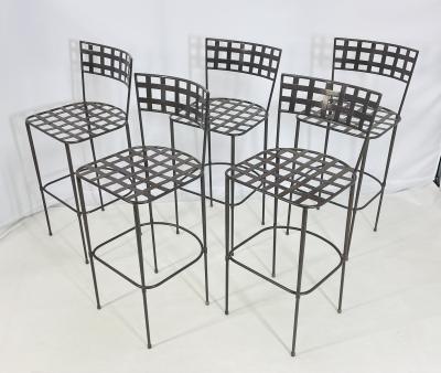 Mario Papperzini Set of 5 Barstools in Solid Steel by Amalfi Furniture after Mario Papperzini 