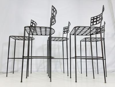 Mario Papperzini Set of 5 Barstools in Solid Steel by Amalfi Furniture after Mario Papperzini 