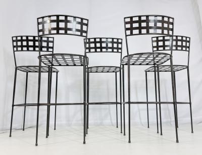 Mario Papperzini Set of 5 Barstools in Solid Steel by Amalfi Furniture after Mario Papperzini 