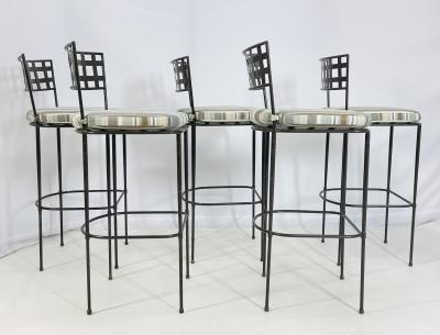 Mario Papperzini Set of 5 Barstools in Solid Steel by Amalfi Furniture after Mario Papperzini 