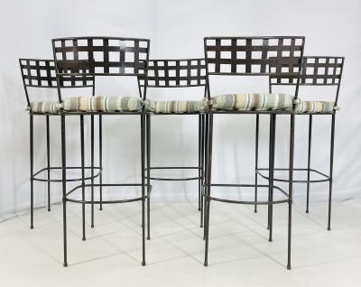 Mario Papperzini Set of 5 Barstools in Solid Steel by Amalfi Furniture after Mario Papperzini 