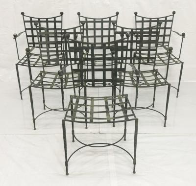 Mario Papperzini Set of Six Mario Papperzini for Salterini Iron Lattice Outdoor Armchairs