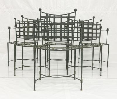 Mario Papperzini Set of Six Mario Papperzini for Salterini Iron Lattice Outdoor Armchairs