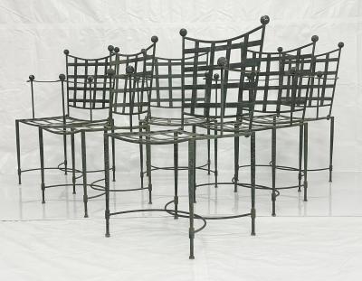 Mario Papperzini Set of Six Mario Papperzini for Salterini Iron Lattice Outdoor Armchairs