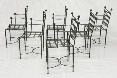 Mario Papperzini Set of Six Mario Papperzini for Salterini Iron Lattice Outdoor Armchairs