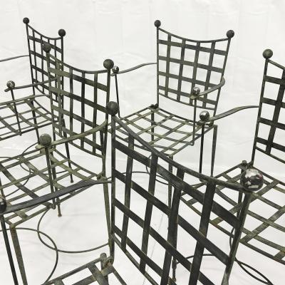 Mario Papperzini Set of Six Mario Papperzini for Salterini Iron Lattice Outdoor Armchairs