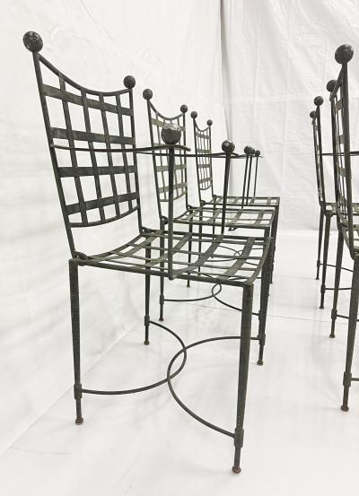 Mario Papperzini Set of Six Mario Papperzini for Salterini Iron Lattice Outdoor Armchairs