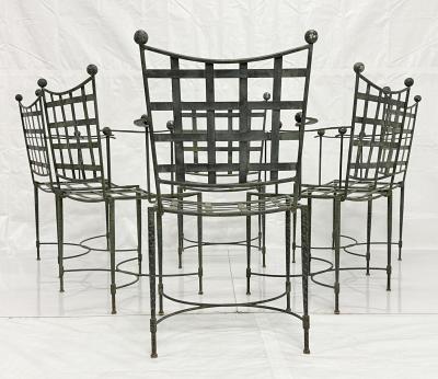 Mario Papperzini Set of Six Mario Papperzini for Salterini Iron Lattice Outdoor Armchairs
