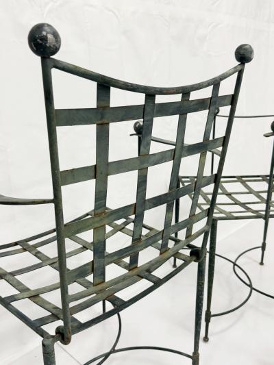 Mario Papperzini Set of Six Mario Papperzini for Salterini Iron Lattice Outdoor Armchairs