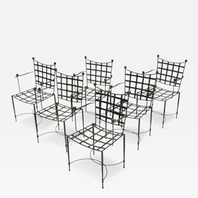 Mario Papperzini Set of Six Mario Papperzini for Salterini Iron Lattice Outdoor Armchairs