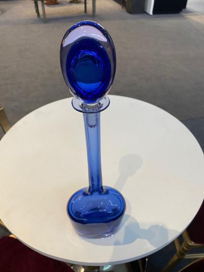Mario Pinzoni BLUE AND CLEAR MURANO SOMMERSO GLASS DECANTER BY MARIO PINZONI FOR SEGUSO