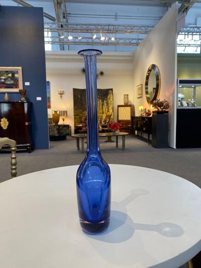 Mario Pinzoni BLUE AND CLEAR MURANO SOMMERSO GLASS DECANTER BY MARIO PINZONI FOR SEGUSO