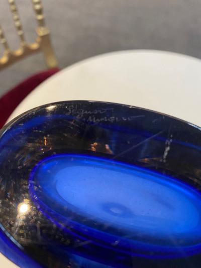 Mario Pinzoni BLUE AND CLEAR MURANO SOMMERSO GLASS DECANTER BY MARIO PINZONI FOR SEGUSO