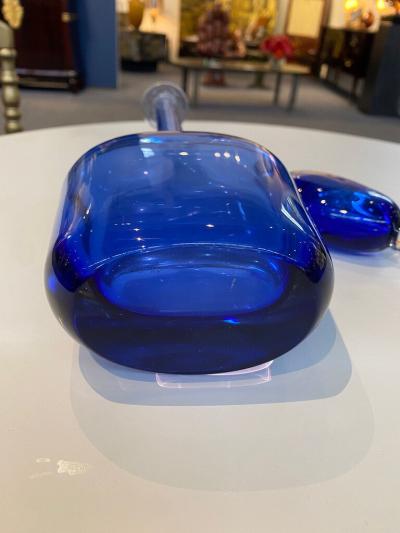 Mario Pinzoni BLUE AND CLEAR MURANO SOMMERSO GLASS DECANTER BY MARIO PINZONI FOR SEGUSO