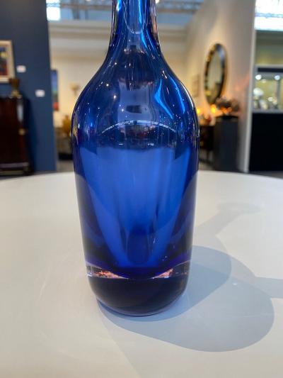 Mario Pinzoni BLUE AND CLEAR MURANO SOMMERSO GLASS DECANTER BY MARIO PINZONI FOR SEGUSO