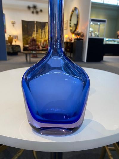 Mario Pinzoni BLUE AND CLEAR MURANO SOMMERSO GLASS DECANTER BY MARIO PINZONI FOR SEGUSO