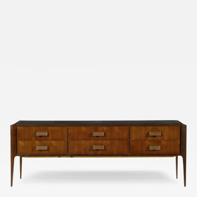 Mario Quarti 1950s Italian Com walnut leather 78 sideboard