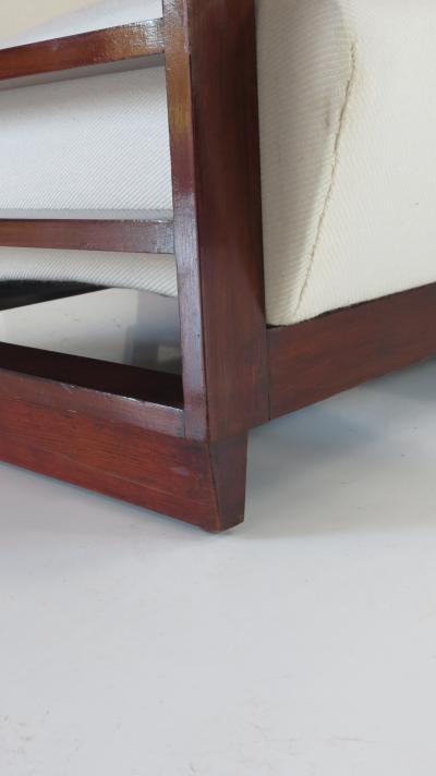 Mario Quarti Fine pair of Mario Quarti rationalist beech white lounge chairs 1940