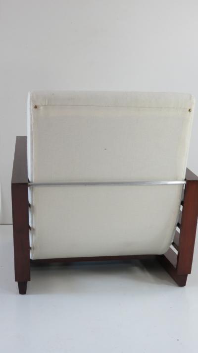 Mario Quarti Fine pair of Mario Quarti rationalist beech white lounge chairs 1940