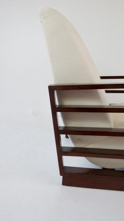 Mario Quarti Fine pair of Mario Quarti rationalist beech white lounge chairs 1940