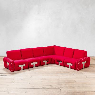 Mario Sabot Angular Sofa Model Mais Mais by Mario Sabot Red Fabric Circa 1970