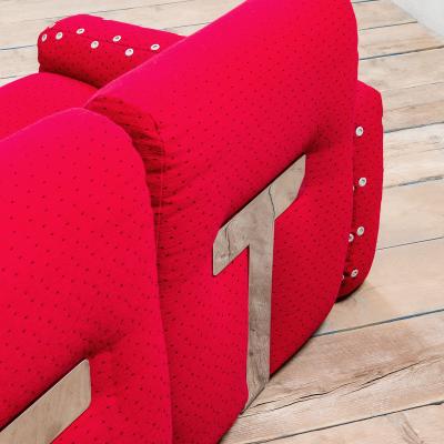 Mario Sabot Angular Sofa Model Mais Mais by Mario Sabot Red Fabric Circa 1970