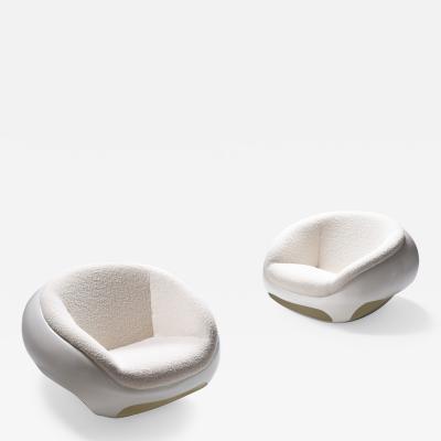 Mario Sabot Mario Sabot Sculptural Fiberglass Lounge Chairs In Boucl 1969