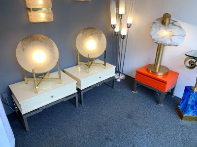 Mario Sabot Pair of Lacquered and Metal Chrome Side Tables by Mario Sabot Italy 1970s