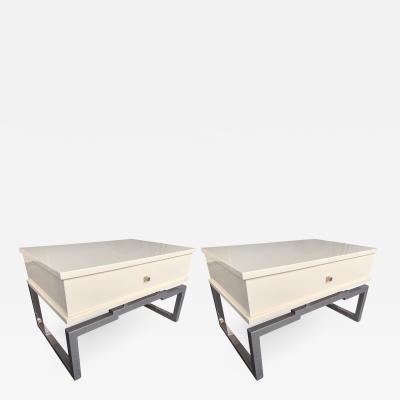 Mario Sabot Pair of Lacquered and Metal Chrome Side Tables by Mario Sabot Italy 1970s