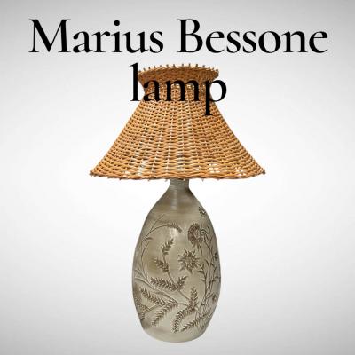 Marius Bessone 1970s Large Studio pottery ceramic lamp by Marius Bessone Vallauris