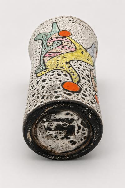 Marius Bessone Large fat lava conical vase by Marius Bessone Vallauris France 1956