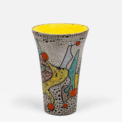 Marius Bessone Large fat lava conical vase by Marius Bessone Vallauris France 1956