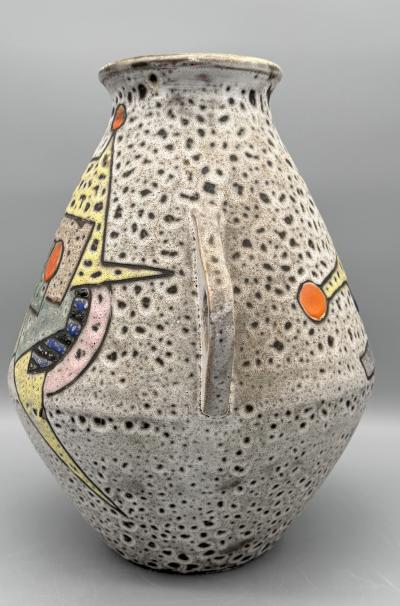 Marius Bessone Large glazed ceramic vase with handles Marius Bessone Vallauris France 1956