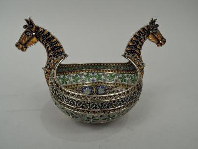 Marius Hammer Norwegian Plique Jour Viking Kjenge Ale Bowl by Marius Hammer