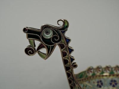 Marius Hammer Set of 3 Marius Hammer Plique Jour Viking Longboat Open Salts