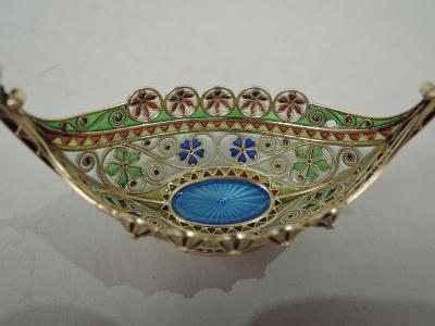 Marius Hammer Set of 3 Marius Hammer Plique Jour Viking Longboat Open Salts