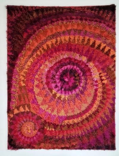 Marjatta Metsovaara Marjatta Metsovaara Vibrant Red Seashell Wall Rug Carpet 1960s