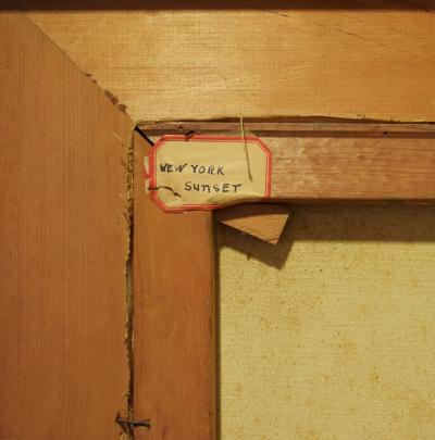 Marjorie Bishop New York Sunset Painting With Sand On Canvas 1940s Signed 