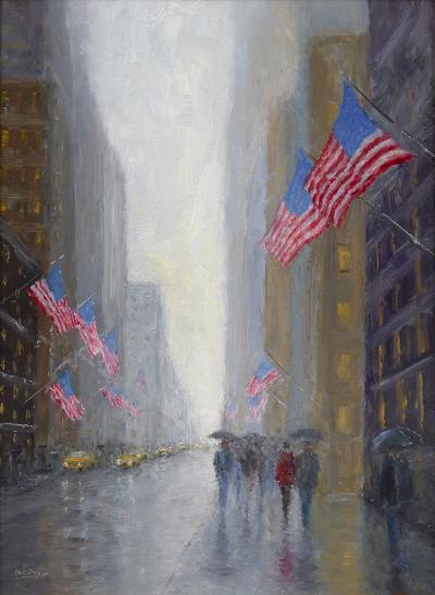 Mark Daly Rainy Day Flags New York City