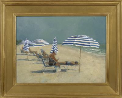 Mark Daly Striped Umbrella Beach Day