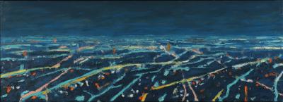 Mark Horton Aerial View of City Horizon at Night 18 x50 