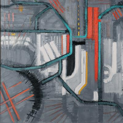 Mark Horton Map in Gray Red and White 40 x 50 