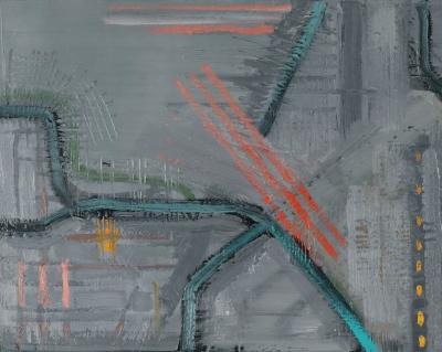 Mark Horton Map in Gray Red and White 40 x 50 