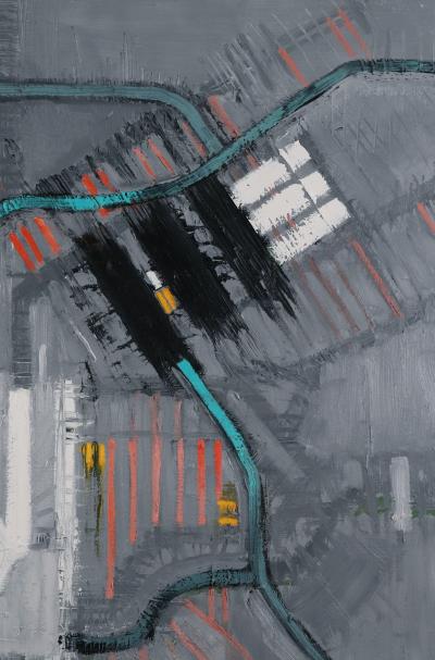 Mark Horton Map in Gray Red and White 40 x 50 